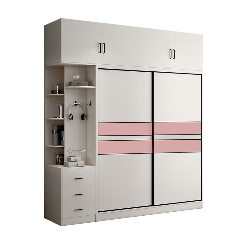 Color de couleur blanc tige de garde-robe comprenant la garde-robe placard de garde-robe avec porte coulissante