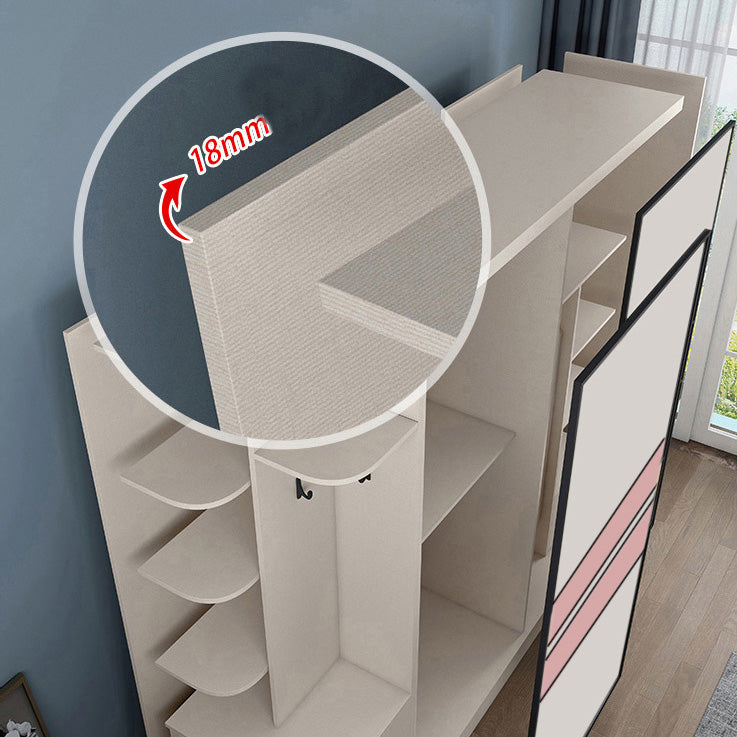 Color de couleur blanc tige de garde-robe comprenant la garde-robe placard de garde-robe avec porte coulissante