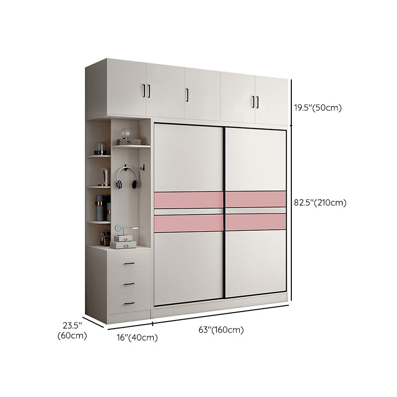 Color de couleur blanc tige de garde-robe comprenant la garde-robe placard de garde-robe avec porte coulissante