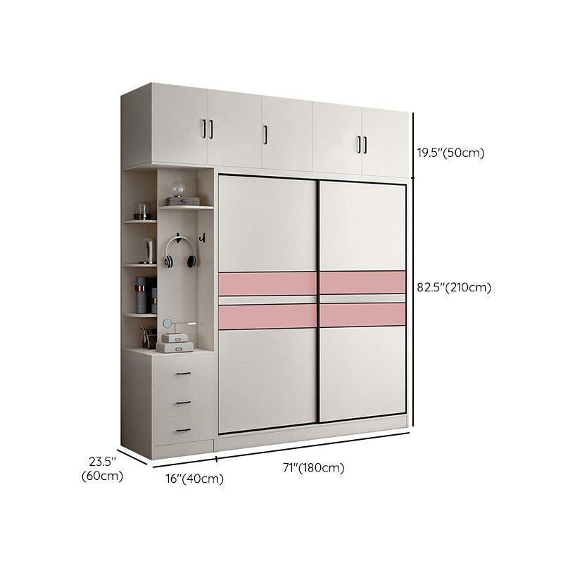 Color de couleur blanc tige de garde-robe comprenant la garde-robe placard de garde-robe avec porte coulissante