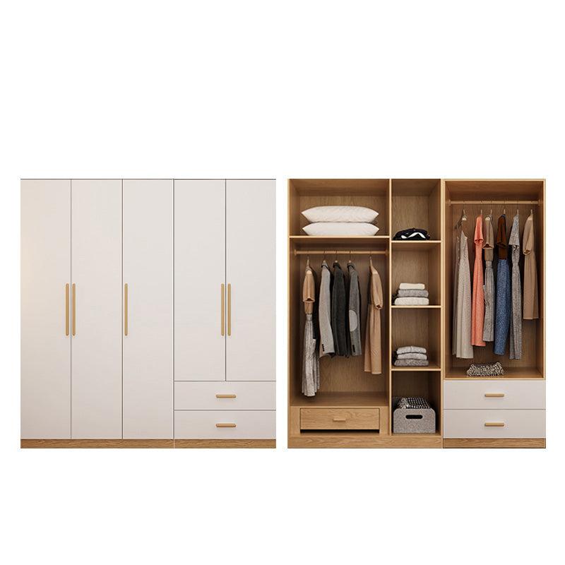 Contemporary Style Wardrobe Wooden Bedroom Closet with Hinged Door