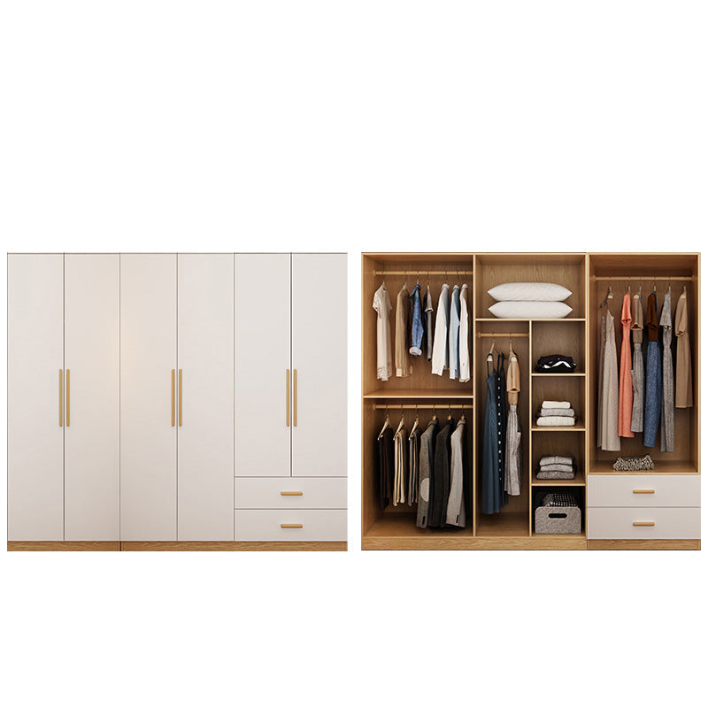 Contemporary Style Wardrobe Wooden Bedroom Closet with Hinged Door