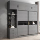 Asta di guardaroba in legno di colore grigio incluso armadio guardaroba con porta scorrevole