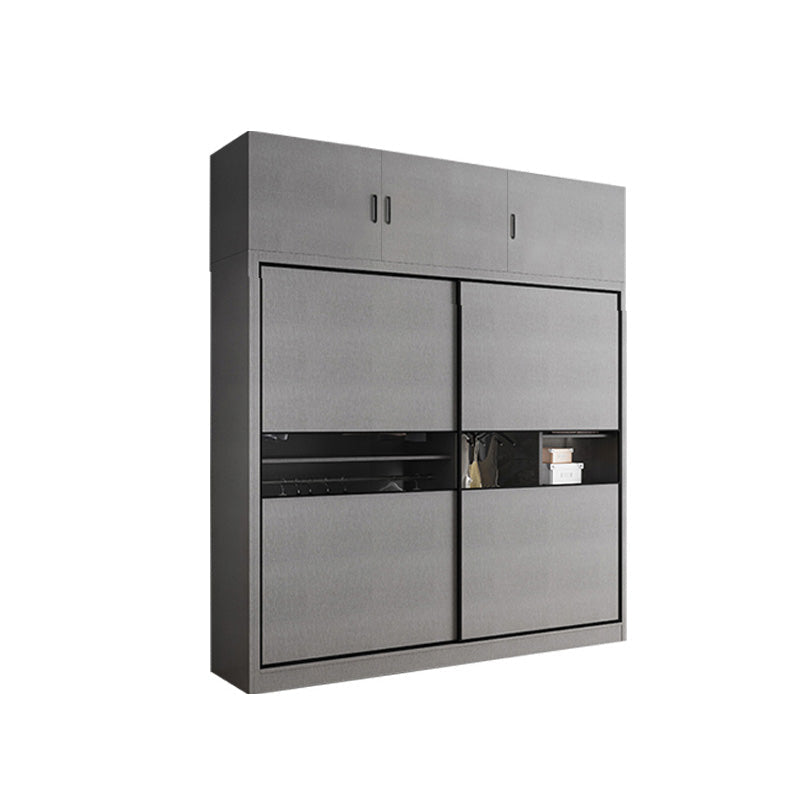 Asta di guardaroba in legno di colore grigio incluso armadio guardaroba con porta scorrevole