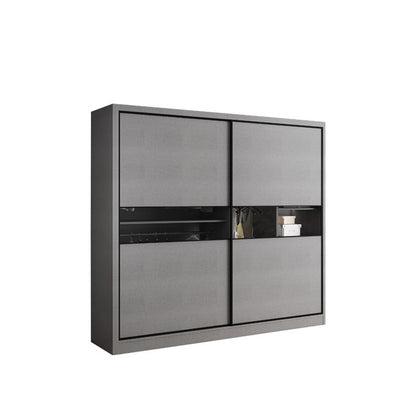 Asta di guardaroba in legno di colore grigio incluso armadio guardaroba con porta scorrevole