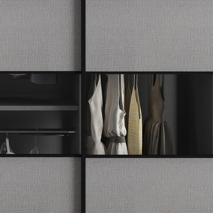 Asta di guardaroba in legno di colore grigio incluso armadio guardaroba con porta scorrevole