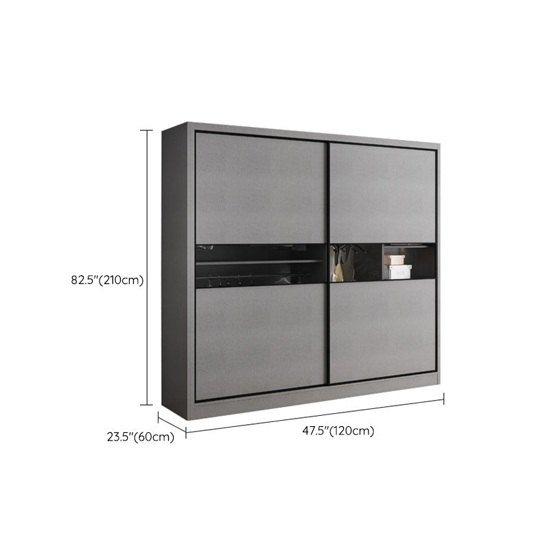 Asta di guardaroba in legno di colore grigio incluso armadio guardaroba con porta scorrevole