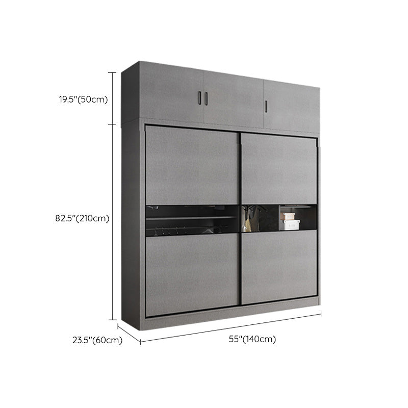 Asta di guardaroba in legno di colore grigio incluso armadio guardaroba con porta scorrevole