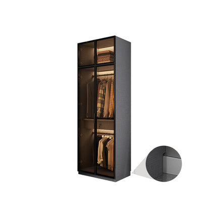Modern Glass Wardrobe Cloth Rod Included Wardrobe Closet without Light Armories & Top Cabinet Clearhalo 'Armoires & Wardrobes' 'armoires_wardrobes' 'Bedroom Furniture' 'furn' 'furn_armoires_wardrobes' 'Furniture' 6565400