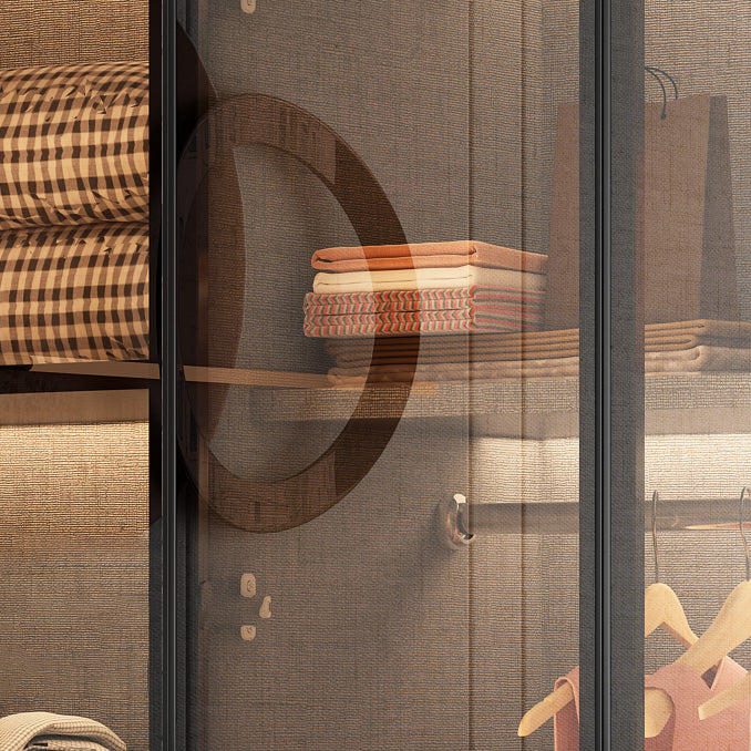 Modern Glass Wardrobe Cloth Rod Included Wardrobe Closet without Light Clearhalo 'Armoires & Wardrobes' 'armoires_wardrobes' 'Bedroom Furniture' 'furn' 'furn_armoires_wardrobes' 'Furniture' 6565405