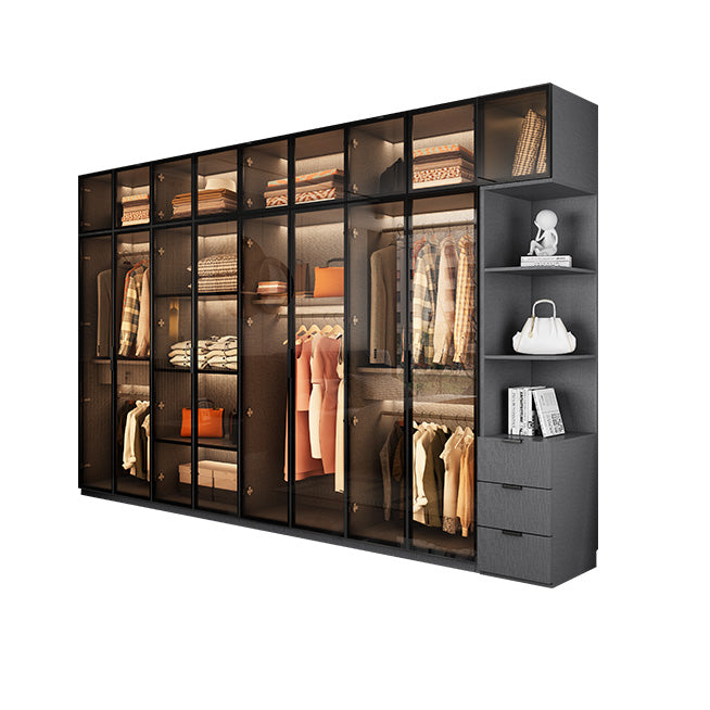 Modern Glass Wardrobe Cloth Rod Included Wardrobe Closet without Light Clearhalo 'Armoires & Wardrobes' 'armoires_wardrobes' 'Bedroom Furniture' 'furn' 'furn_armoires_wardrobes' 'Furniture' 6565406