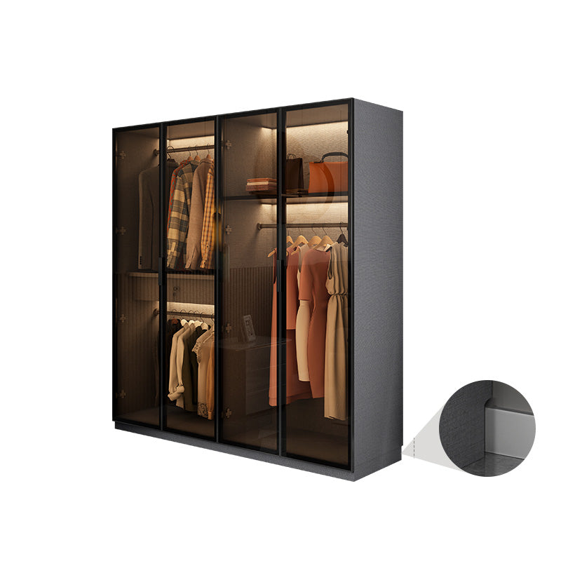 Modern Glass Wardrobe Cloth Rod Included Wardrobe Closet without Light Armoires & Wardrobes Clearhalo 'Armoires & Wardrobes' 'armoires_wardrobes' 'Bedroom Furniture' 'furn' 'furn_armoires_wardrobes' 'Furniture' 6565410
