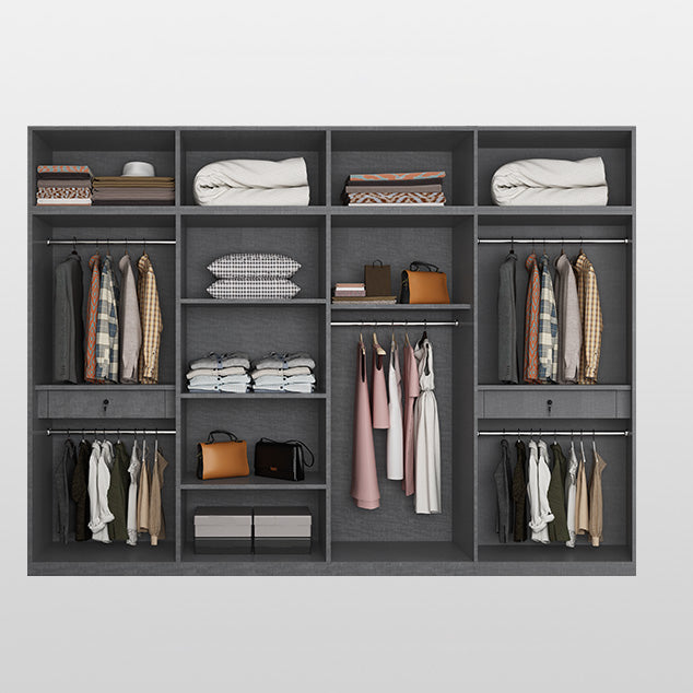 Modern Glass Wardrobe Cloth Rod Included Wardrobe Closet without Light Clearhalo 'Armoires & Wardrobes' 'armoires_wardrobes' 'Bedroom Furniture' 'furn' 'furn_armoires_wardrobes' 'Furniture' 6565411