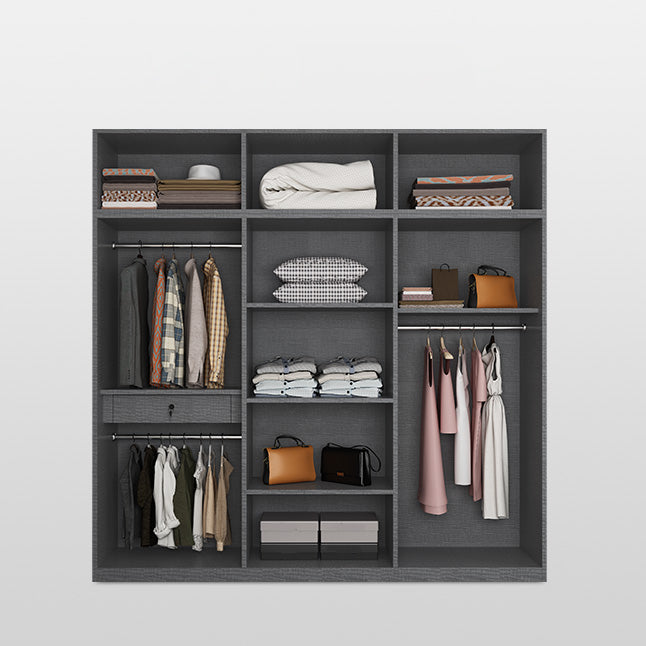 Modern Glass Wardrobe Cloth Rod Included Wardrobe Closet without Light Clearhalo 'Armoires & Wardrobes' 'armoires_wardrobes' 'Bedroom Furniture' 'furn' 'furn_armoires_wardrobes' 'Furniture' 6565413
