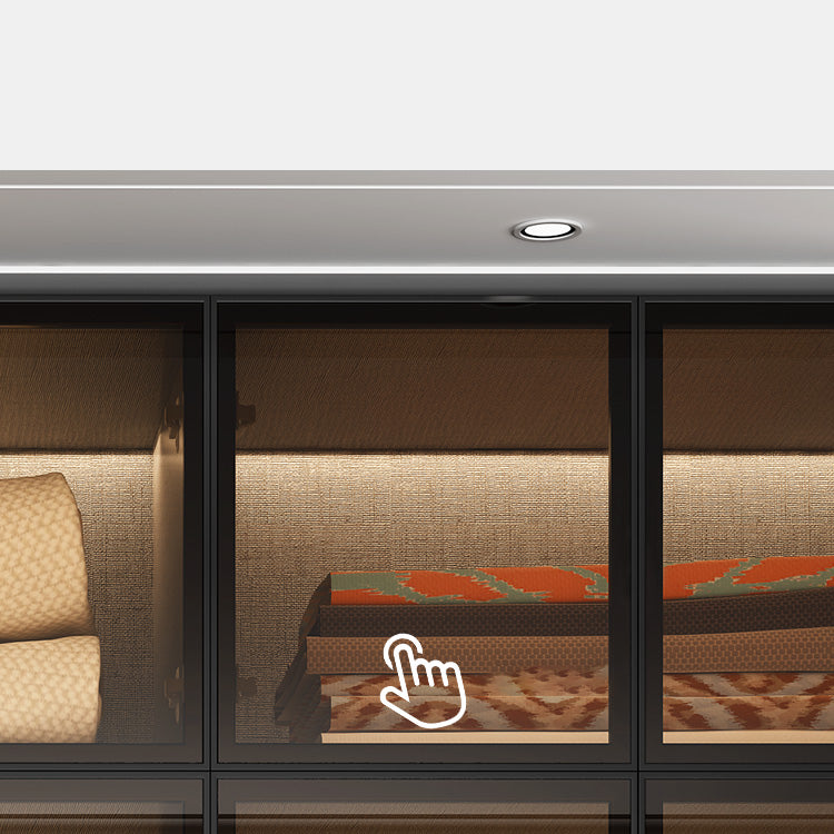 Modern Glass Wardrobe Cloth Rod Included Wardrobe Closet without Light Clearhalo 'Armoires & Wardrobes' 'armoires_wardrobes' 'Bedroom Furniture' 'furn' 'furn_armoires_wardrobes' 'Furniture' 6565415