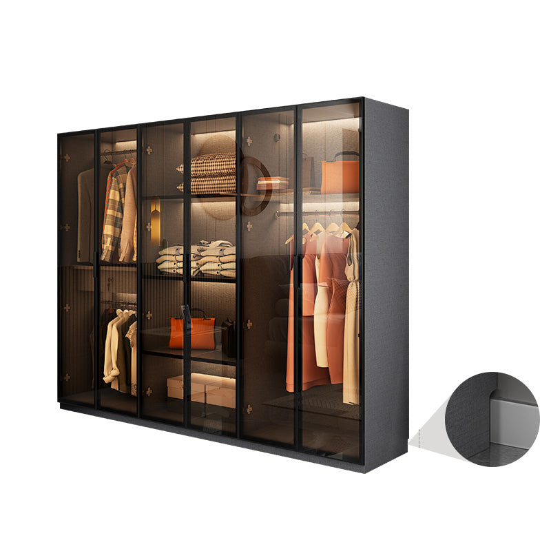 Modern Glass Wardrobe Cloth Rod Included Wardrobe Closet without Light Armoires & Wardrobes Clearhalo 'Armoires & Wardrobes' 'armoires_wardrobes' 'Bedroom Furniture' 'furn' 'furn_armoires_wardrobes' 'Furniture' 6565423