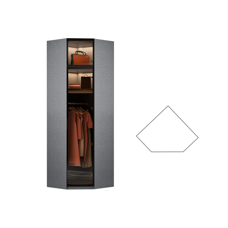 Modern Glass Wardrobe Cloth Rod Included Wardrobe Closet without Light 33"L x 33"W x 77"H Armories & Top Cabinet Clearhalo 'Armoires & Wardrobes' 'armoires_wardrobes' 'Bedroom Furniture' 'furn' 'furn_armoires_wardrobes' 'Furniture' 6565429