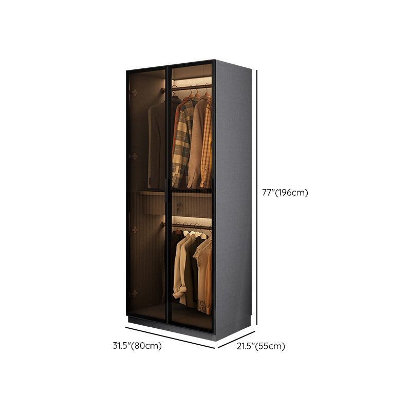 Modern Glass Wardrobe Cloth Rod Included Wardrobe Closet without Light Clearhalo 'Armoires & Wardrobes' 'armoires_wardrobes' 'Bedroom Furniture' 'furn' 'furn_armoires_wardrobes' 'Furniture' 6565431