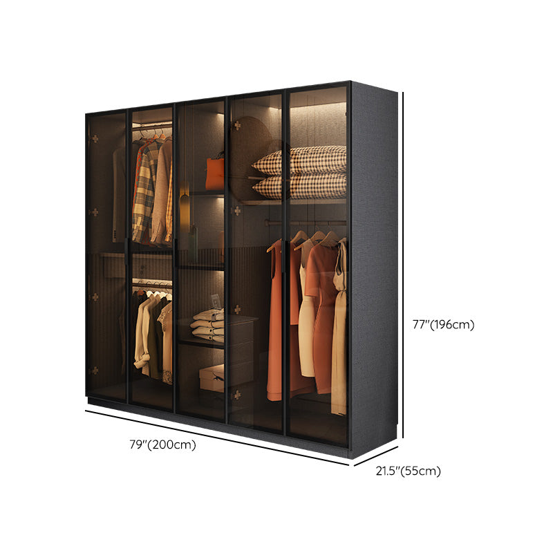 Modern Glass Wardrobe Cloth Rod Included Wardrobe Closet without Light Clearhalo 'Armoires & Wardrobes' 'armoires_wardrobes' 'Bedroom Furniture' 'furn' 'furn_armoires_wardrobes' 'Furniture' 6565438