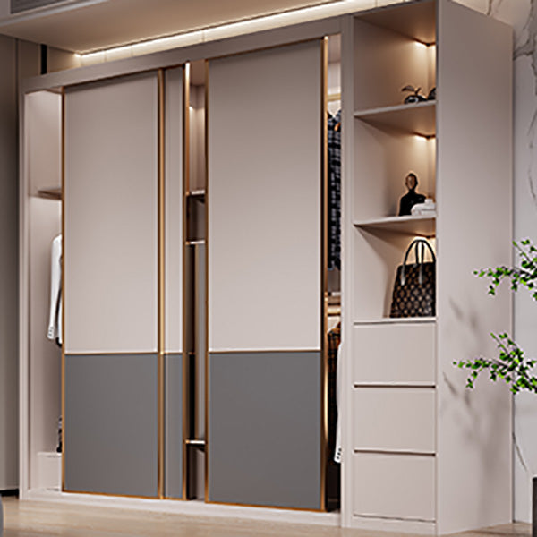 Contemporary Style Wardrobe Wooden Bedroom Wardrobe Closet with Shelves