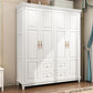 Rubberwood Cabinet with Drawers French Country Wardrobe for Home 71"L x 24"W x 87"H White Clearhalo 'Armoires & Wardrobes' 'armoires_wardrobes' 'Bedroom Furniture' 'furn' 'furn_armoires_wardrobes' 'Furniture' 6565499