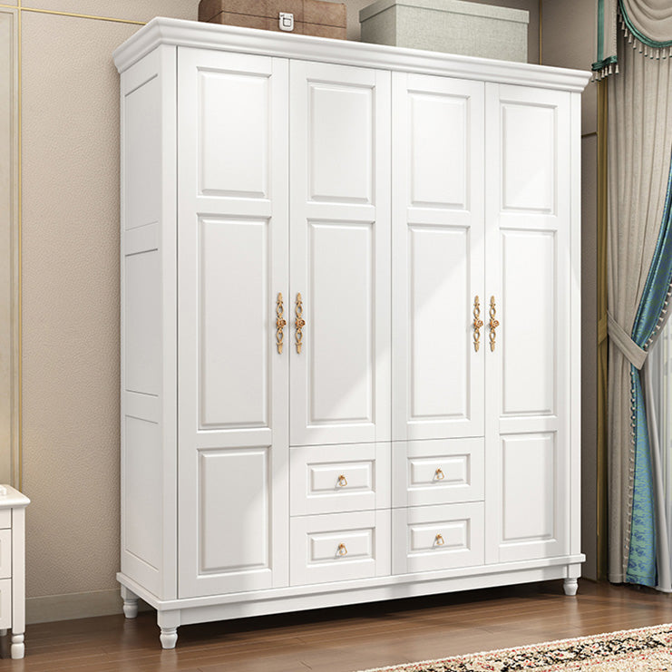 Rubberwood Cabinet with Drawers French Country Wardrobe for Home 71"L x 24"W x 87"H White Clearhalo 'Armoires & Wardrobes' 'armoires_wardrobes' 'Bedroom Furniture' 'furn' 'furn_armoires_wardrobes' 'Furniture' 6565499