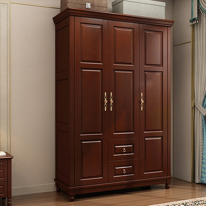 Rubberwood Cabinet with Drawers French Country Wardrobe for Home 55"L x 24"W x 87"H Brown Clearhalo 'Armoires & Wardrobes' 'armoires_wardrobes' 'Bedroom Furniture' 'furn' 'furn_armoires_wardrobes' 'Furniture' 6565500