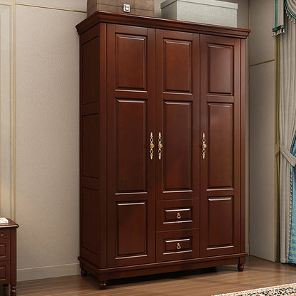 Rubberwood Cabinet with Drawers French Country Wardrobe for Home 55"L x 24"W x 87"H Brown Clearhalo 'Armoires & Wardrobes' 'armoires_wardrobes' 'Bedroom Furniture' 'furn' 'furn_armoires_wardrobes' 'Furniture' 6565500