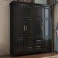 Rubberwood Cabinet with Drawers French Country Wardrobe for Home 71"L x 24"W x 87"H Black Clearhalo 'Armoires & Wardrobes' 'armoires_wardrobes' 'Bedroom Furniture' 'furn' 'furn_armoires_wardrobes' 'Furniture' 6565502