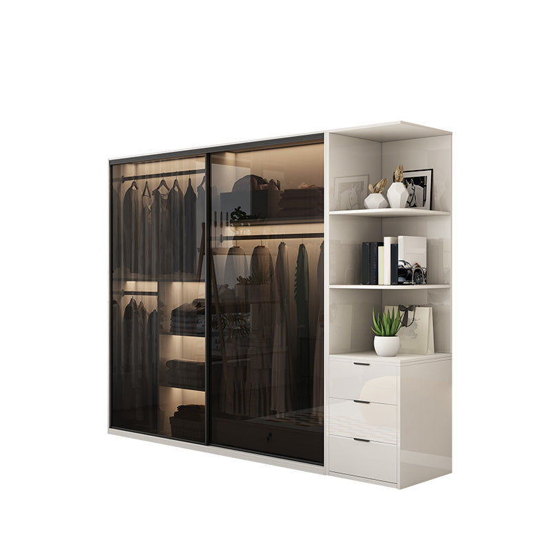 Asta di guardaroba in vetro bianco incluso armadio del guardaroba senza luce