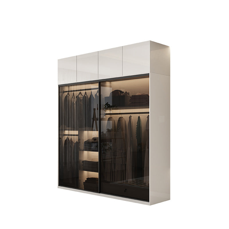 Asta di guardaroba in vetro bianco incluso armadio del guardaroba senza luce