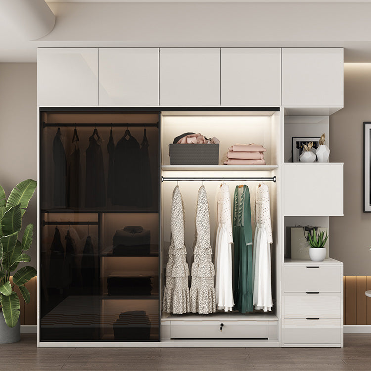 Asta di guardaroba in vetro bianco incluso armadio del guardaroba senza luce