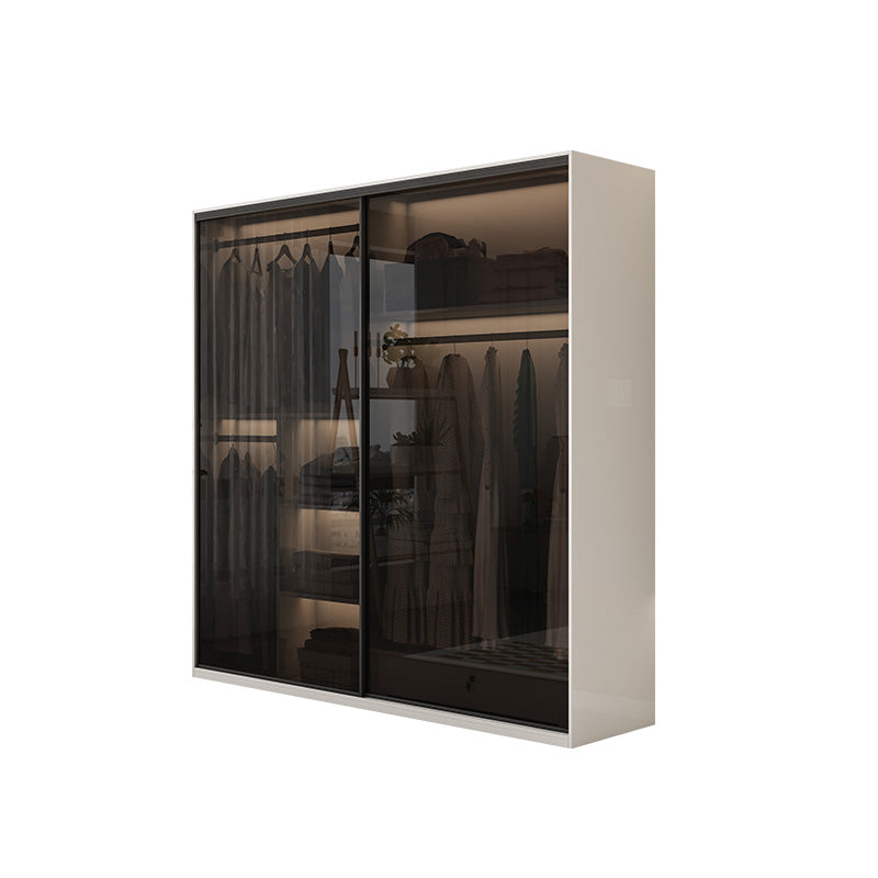 Asta di guardaroba in vetro bianco incluso armadio del guardaroba senza luce