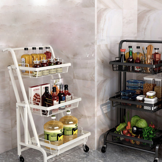 17.5"L x 12"W x 37"H Modern Metal Prep Table Open Storage Rolling Prep Table with Basket