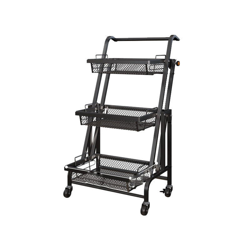 17.5"L x 12"W x 37"H Modern Metal Prep Table Open Storage Rolling Prep Table with Basket