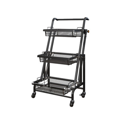 17.5"L x 12"W x 37"H Modern Metal Prep Table Open Storage Rolling Prep Table with Basket