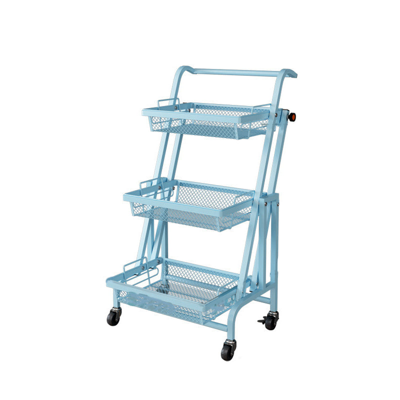 17.5"L x 12"W x 37"H Modern Metal Prep Table Open Storage Rolling Prep Table with Basket