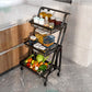 17.5"L x 12"W x 37"H Modern Metal Prep Table Open Storage Rolling Prep Table with Basket