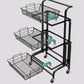 17.5"L x 12"W x 37"H Modern Metal Prep Table Open Storage Rolling Prep Table with Basket