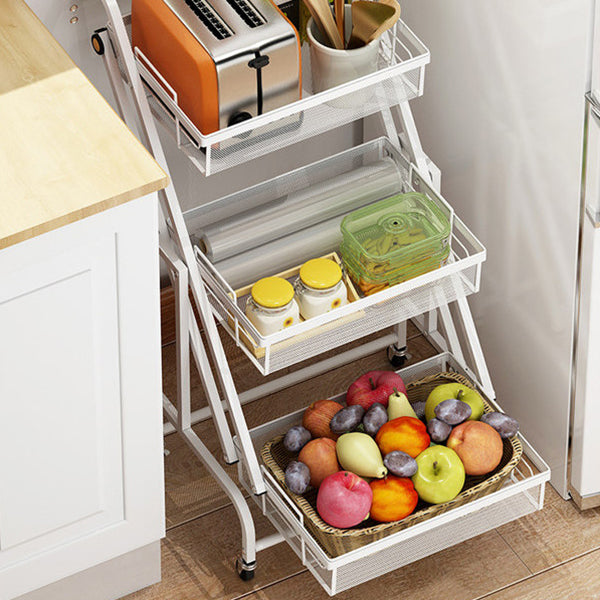 17.5"L x 12"W x 37"H Modern Metal Prep Table Open Storage Rolling Prep Table with Basket