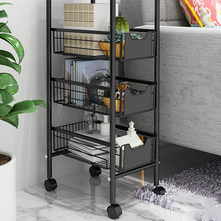 9.5"L x 14"W x 33.5"H Home Dining Metal Prep Table with Basket Open Storage Prep Table