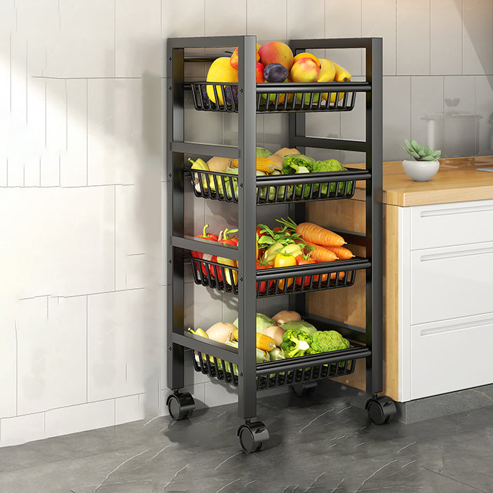 Metal Modern Prep Table Open Storage Home Dining with Basket Prep Table 4 Clearhalo 'furn' 'furn_kitchen_islands_carts' 'Furniture' 'Kitchen & Dining Furniture' 'Kitchen Islands & Carts' 'kitchen_islands_carts' 6565786