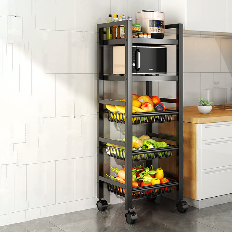 Metal Modern Prep Table Open Storage Home Dining with Basket Prep Table 3 Clearhalo 'furn' 'furn_kitchen_islands_carts' 'Furniture' 'Kitchen & Dining Furniture' 'Kitchen Islands & Carts' 'kitchen_islands_carts' 6565794