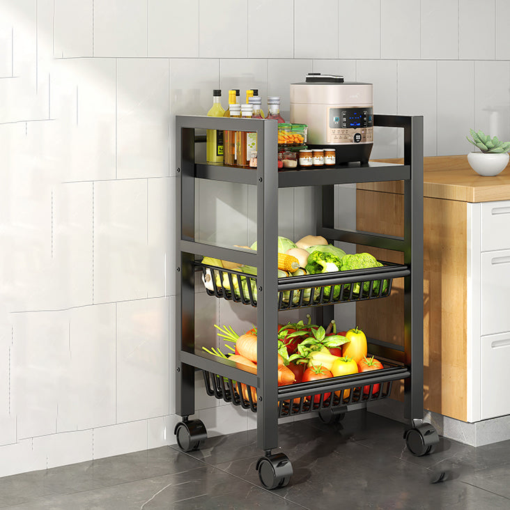 Metal Modern Prep Table Open Storage Home Dining with Basket Prep Table 2 Clearhalo 'furn' 'furn_kitchen_islands_carts' 'Furniture' 'Kitchen & Dining Furniture' 'Kitchen Islands & Carts' 'kitchen_islands_carts' 6565799