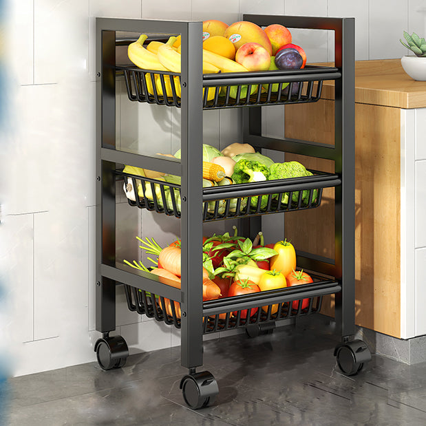 Metal Modern Prep Table Open Storage Home Dining with Basket Prep Table Clearhalo 'furn' 'furn_kitchen_islands_carts' 'Furniture' 'Kitchen & Dining Furniture' 'Kitchen Islands & Carts' 'kitchen_islands_carts' 6565807