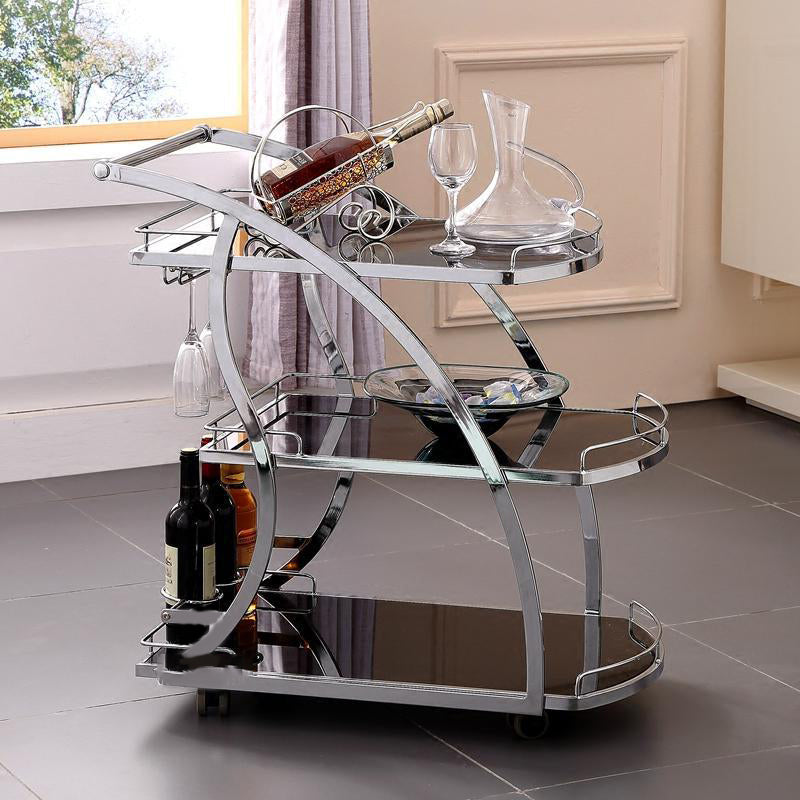 Tabla de preparación de vidrio moderna Tabla de preparación para rodar de almacenamiento abierto 3 niveles