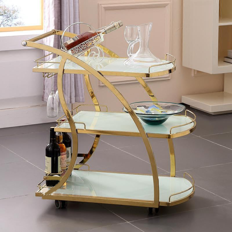 Tabla de preparación de vidrio moderna Tabla de preparación para rodar de almacenamiento abierto 3 niveles