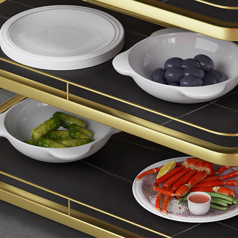 Open Storage Prep Table Modern Dining Room Rectangular Prep Table