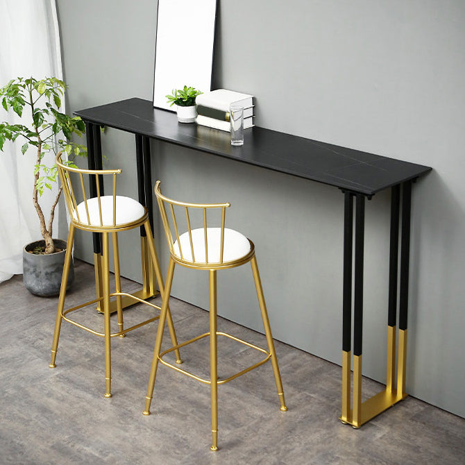 Glam Rectangle Bar Table Set 1/2/3/4 Pieces Faux Marble Pub Set for Dining Room 3 Pieces: Black Table, 2 White Gold Stools Clearhalo 'Bar Furniture' 'furn' 'furn_home_bar_bar_sets' 'Furniture' 'Home Bars & Bar Sets' 'home_bar_bar_sets' 'Kitchen & Dining Furniture' 6565998