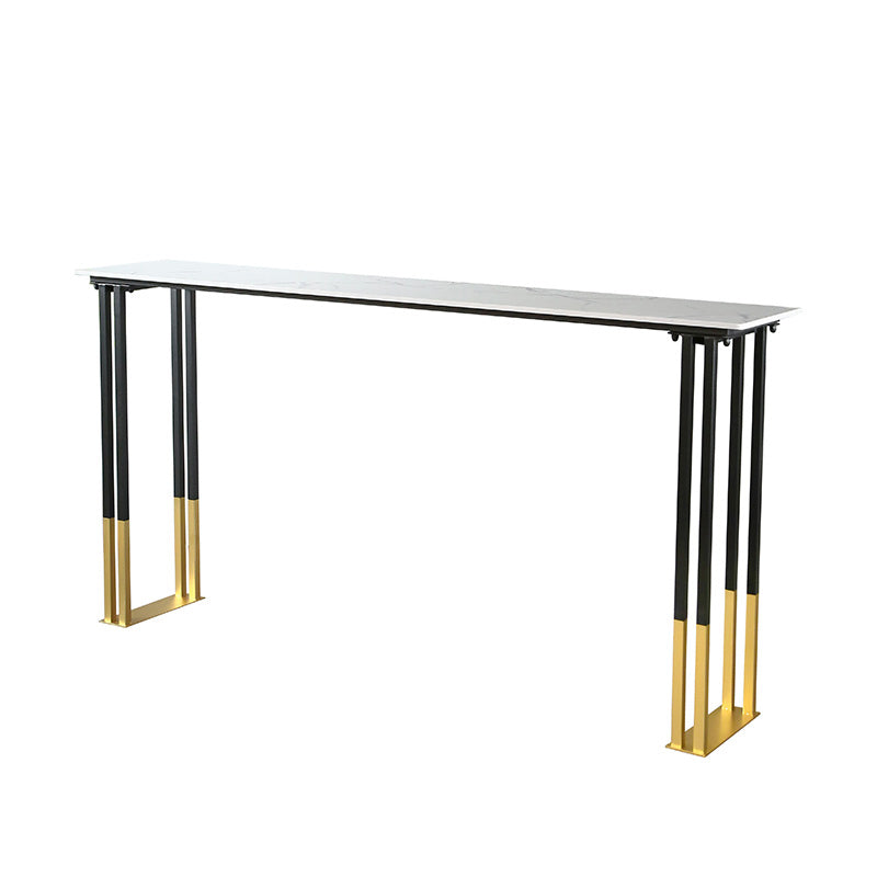 Glam Rectangle Bar Table Set 1/2/3/4 Pieces Faux Marble Pub Set for Dining Room White 79"L x 16"W Clearhalo 'Bar Furniture' 'furn' 'furn_home_bar_bar_sets' 'Furniture' 'Home Bars & Bar Sets' 'home_bar_bar_sets' 'Kitchen & Dining Furniture' 6565999